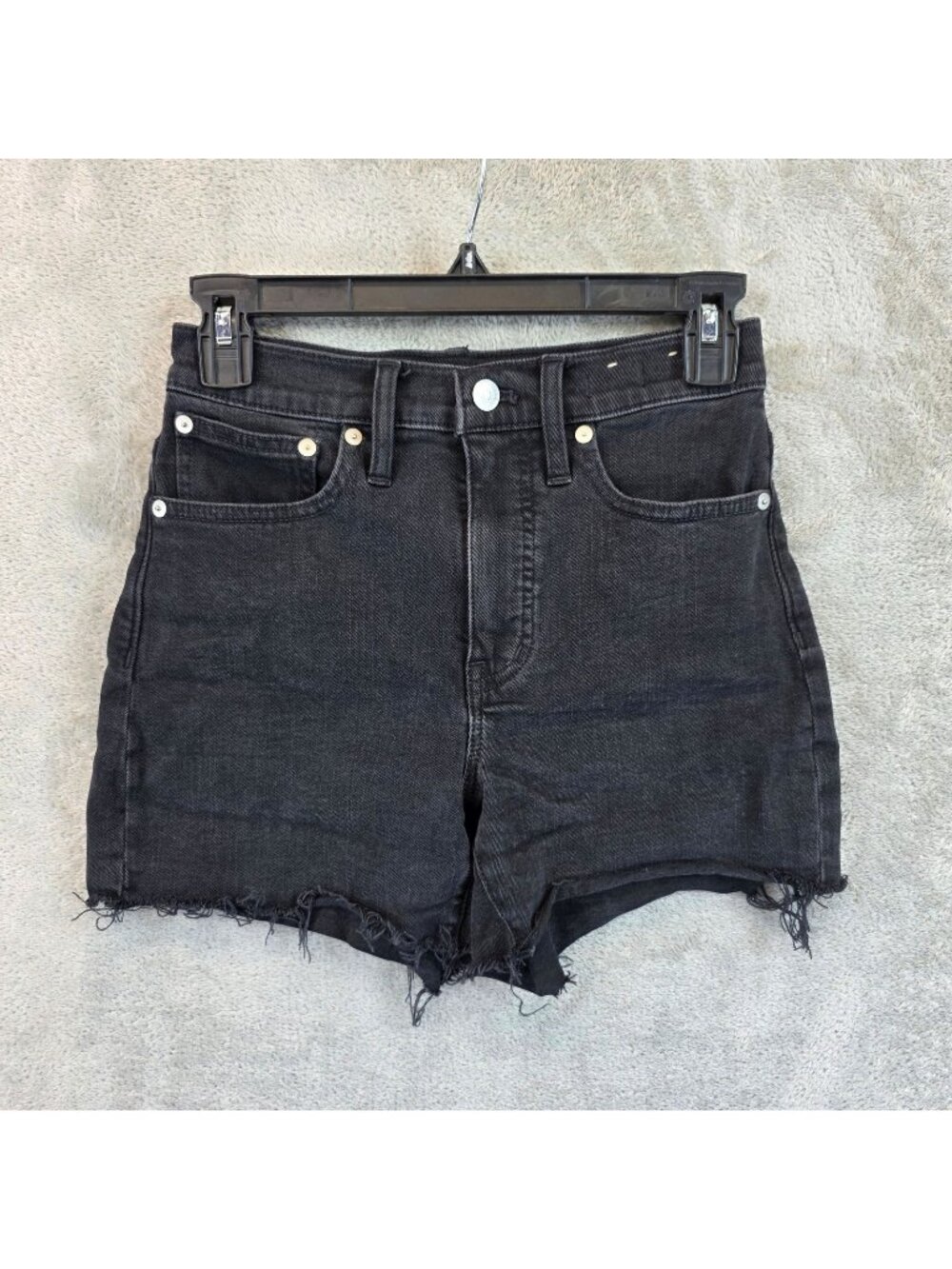 Madewell High-Rise Denim Cutoff Shorts Womens 23 Black Raw Frayed Hem Summer